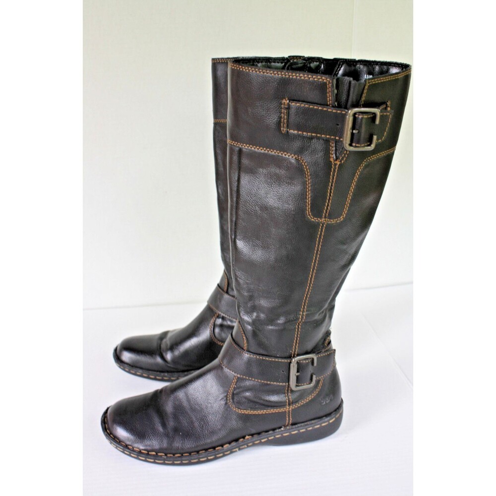 BOC BORN Boots Womens sz 8.5 Black Pebbled Leather Tall Flat*READ - Picture 5 of 9